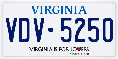 VA license plate VDV5250