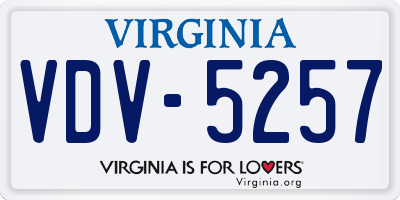 VA license plate VDV5257