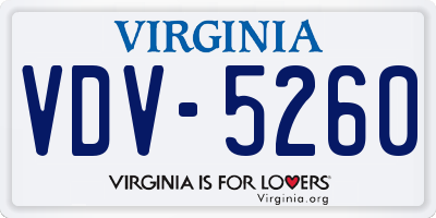 VA license plate VDV5260