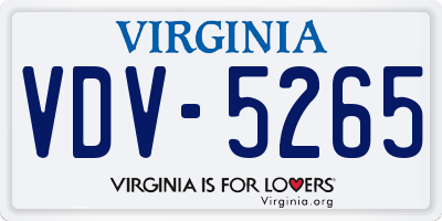 VA license plate VDV5265