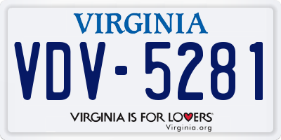 VA license plate VDV5281