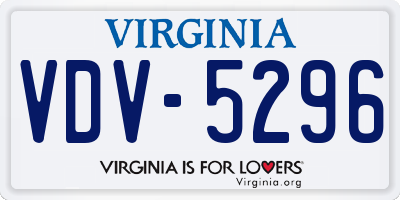 VA license plate VDV5296