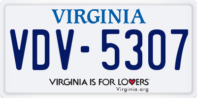 VA license plate VDV5307