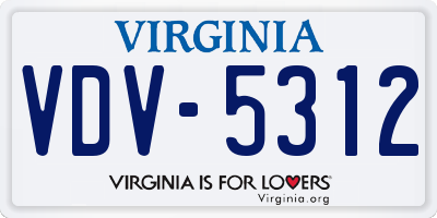 VA license plate VDV5312