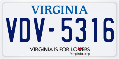 VA license plate VDV5316