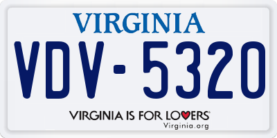 VA license plate VDV5320
