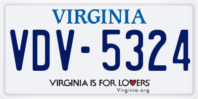 VA license plate VDV5324