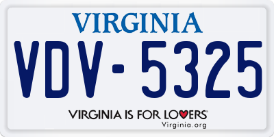 VA license plate VDV5325