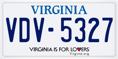 VA license plate VDV5327