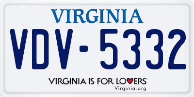VA license plate VDV5332