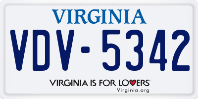 VA license plate VDV5342