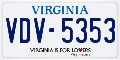 VA license plate VDV5353