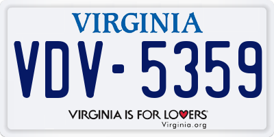 VA license plate VDV5359
