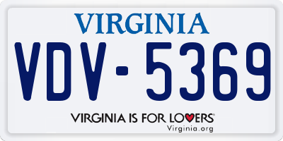 VA license plate VDV5369