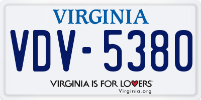 VA license plate VDV5380