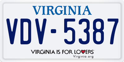 VA license plate VDV5387