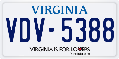 VA license plate VDV5388