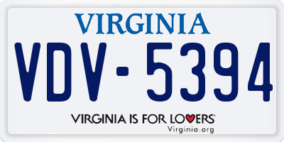 VA license plate VDV5394