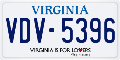 VA license plate VDV5396