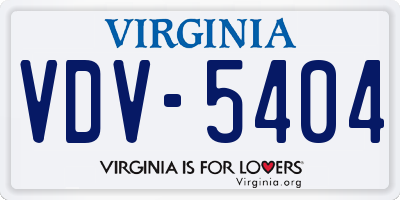 VA license plate VDV5404