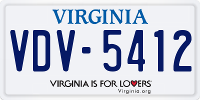 VA license plate VDV5412