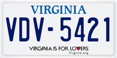 VA license plate VDV5421