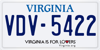 VA license plate VDV5422
