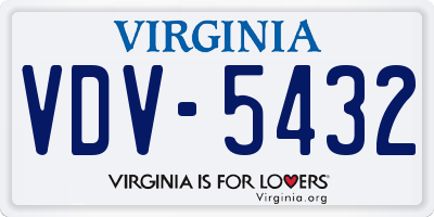 VA license plate VDV5432