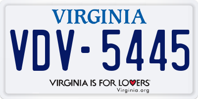 VA license plate VDV5445