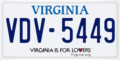 VA license plate VDV5449