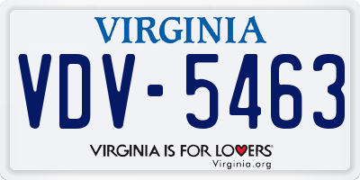 VA license plate VDV5463