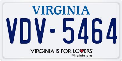 VA license plate VDV5464