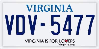 VA license plate VDV5477