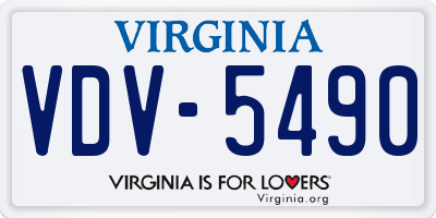 VA license plate VDV5490