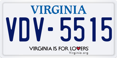 VA license plate VDV5515