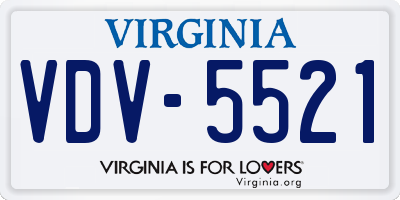 VA license plate VDV5521
