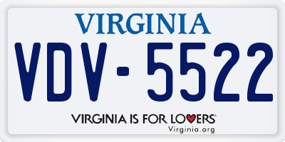 VA license plate VDV5522