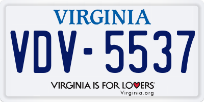 VA license plate VDV5537