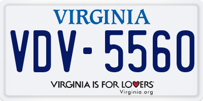 VA license plate VDV5560
