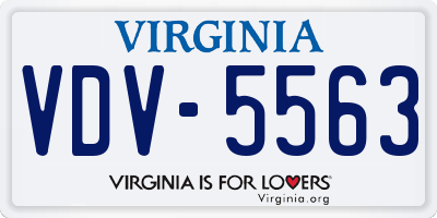 VA license plate VDV5563