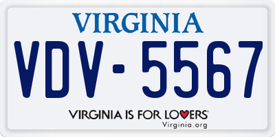 VA license plate VDV5567