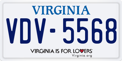 VA license plate VDV5568