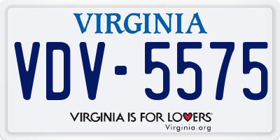 VA license plate VDV5575