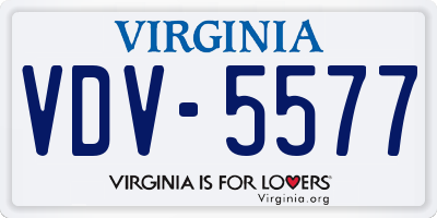 VA license plate VDV5577