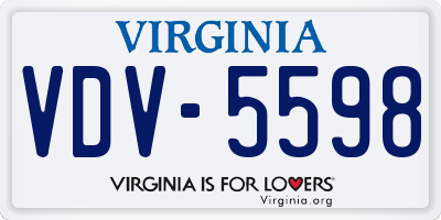 VA license plate VDV5598
