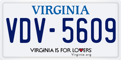 VA license plate VDV5609