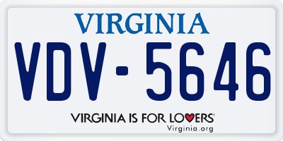 VA license plate VDV5646