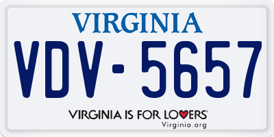 VA license plate VDV5657