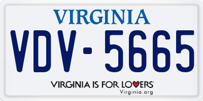 VA license plate VDV5665