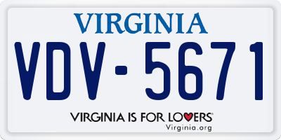 VA license plate VDV5671